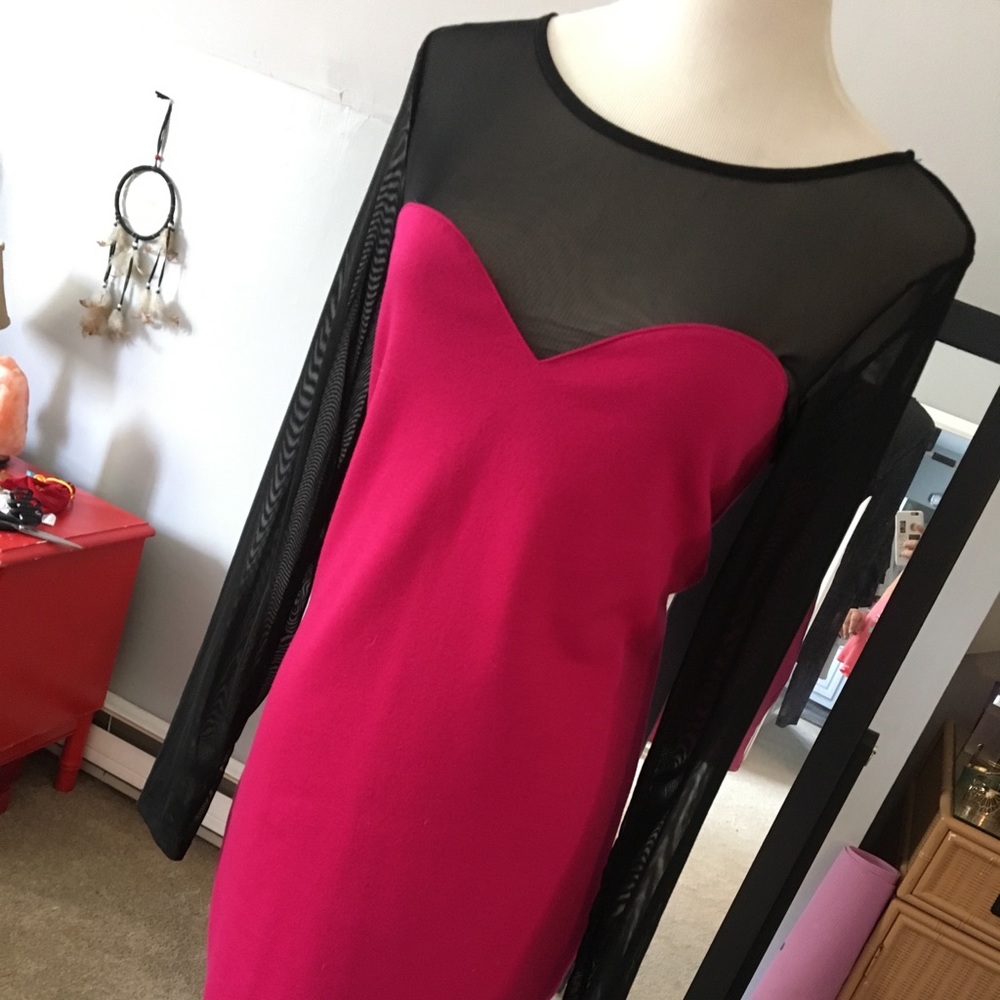 Mesh sleeve dress